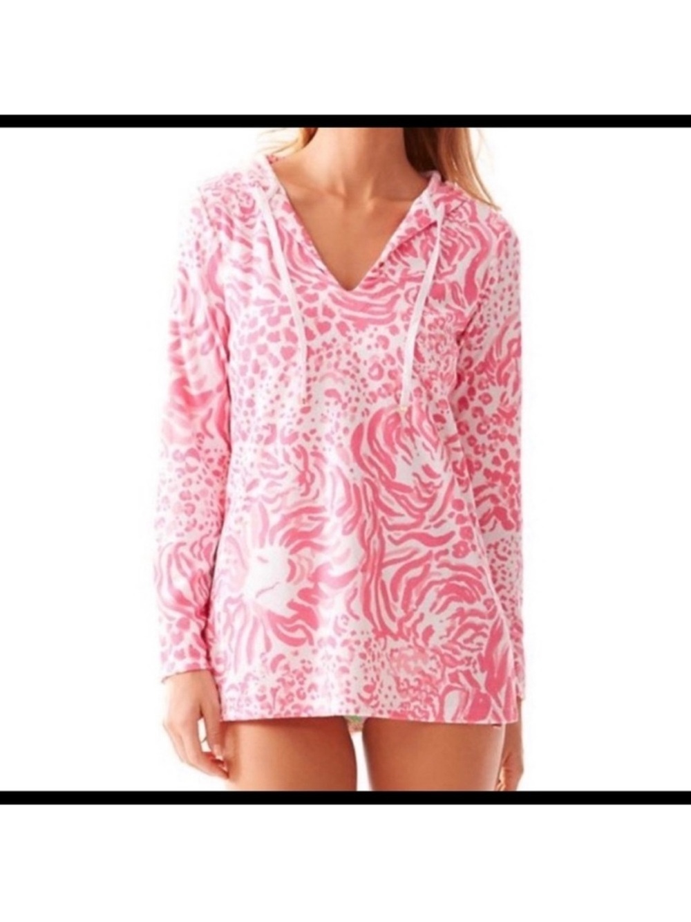 Lilly Pulitzer get spotted XS Pink Animal-Print Hooded Swim Cover-Up